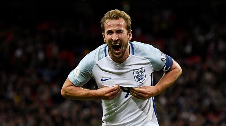 Soccer Football - 2018 World Cup Qualifications - Europe - England vs Slovenia - Wembley Stadium, London, Britain - October 5, 2017 England’s Harry Kane celebrates scoring their first goal REUTERS/Dylan Martinez TPX IMAGES OF THE DAY